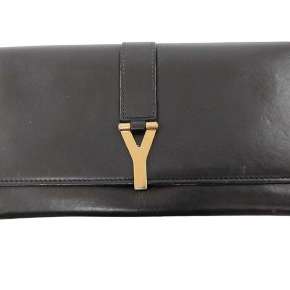 Yves Saint Laurent Long Wallet Y-Line 314995 Brown Leather Women's Bi-fold